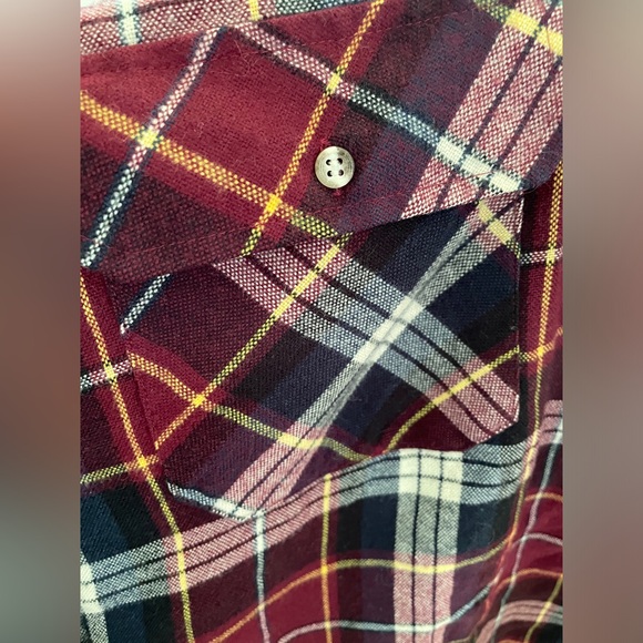 Vintage Timber Ridge Men’s Flannel Shirt Button Up Burgundy Blue Plaid Size XXL - Picture 4 of 7